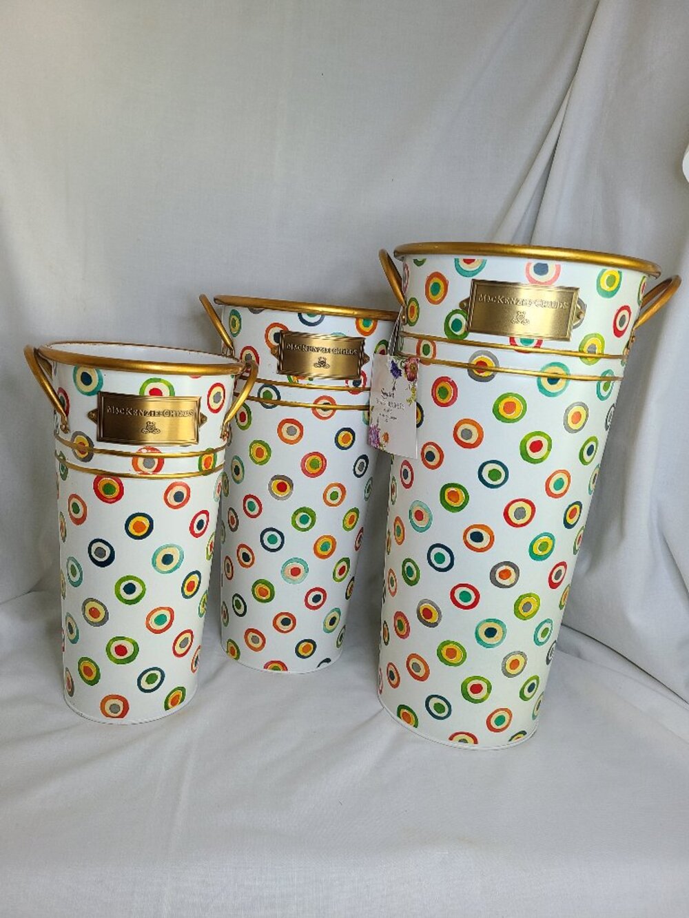 MacKenzie-Childs Lunares Flower Buckets – Set of 3 – New With Tag